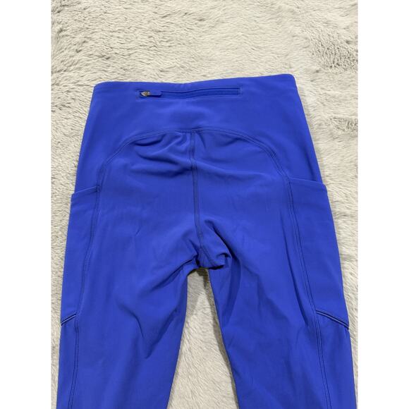 Lululemon Pants Womens Size 2 Blue High Rise Crop Pocket Leggings Fast Free Gym - Picture 7 of 14